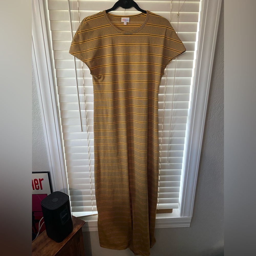 Accepting offers- LuLaRoe Striped Yellow Maxi Dress